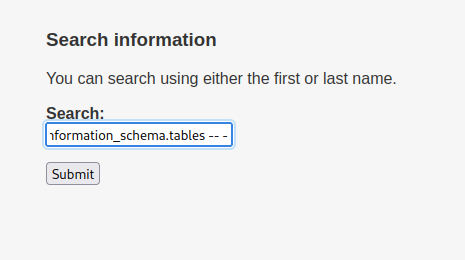 Search information You can search using either the first or last name. Search: 'formation schema-tables - 