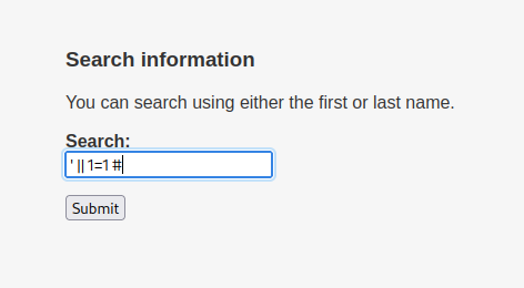 Search information You can search using either the first or last name. Search: 