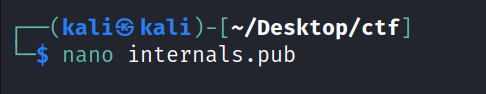 (kaliS kali —/Desktop/ctf $ nano internals.pub 